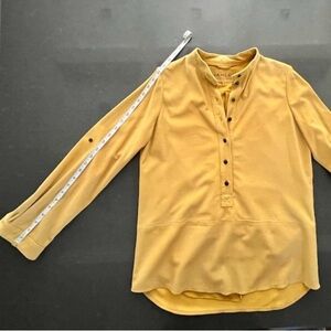 100% leather suede shirt, Hanley top sz 10. golden mustard color, long sleeves